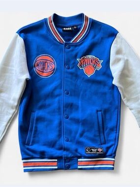 Primark Blue and White New York Knicks Varsity Bomber Jacket